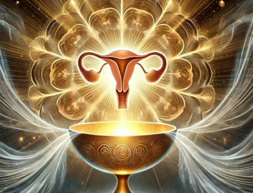 utero com um calice dourado