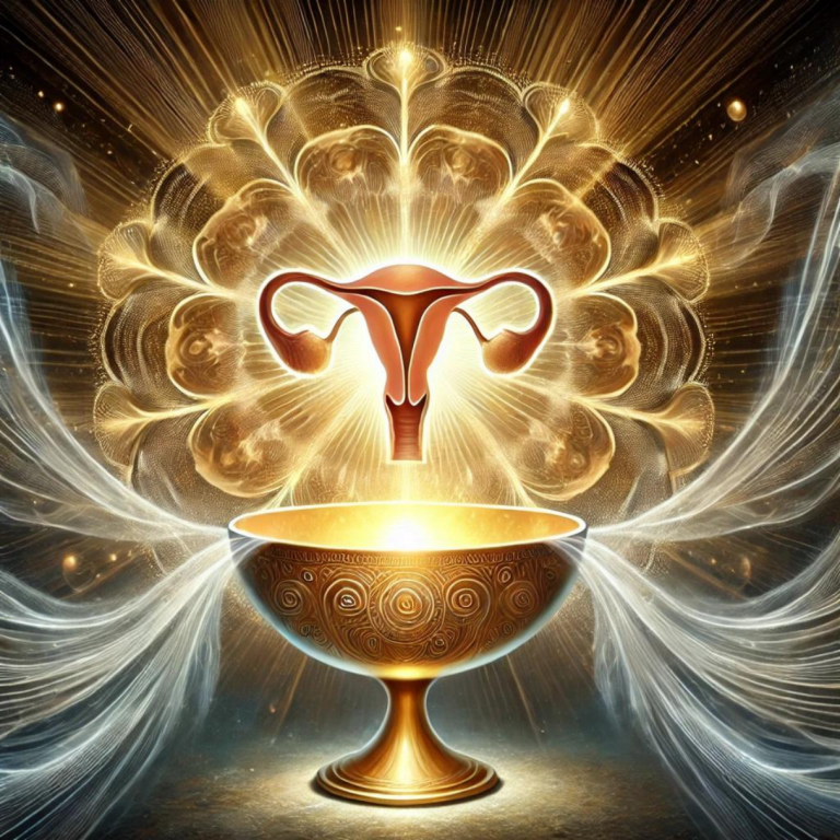 utero com um calice dourado