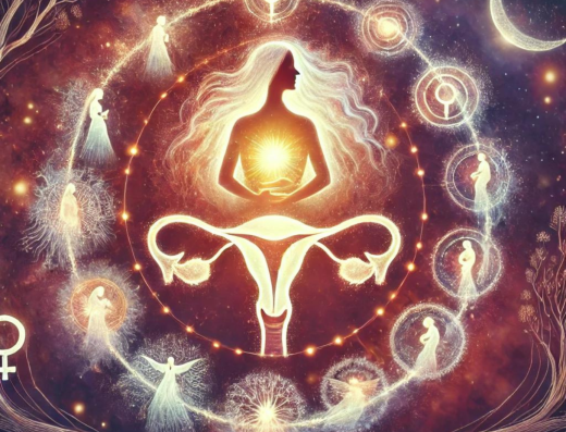 mulher com a mão em seu utero